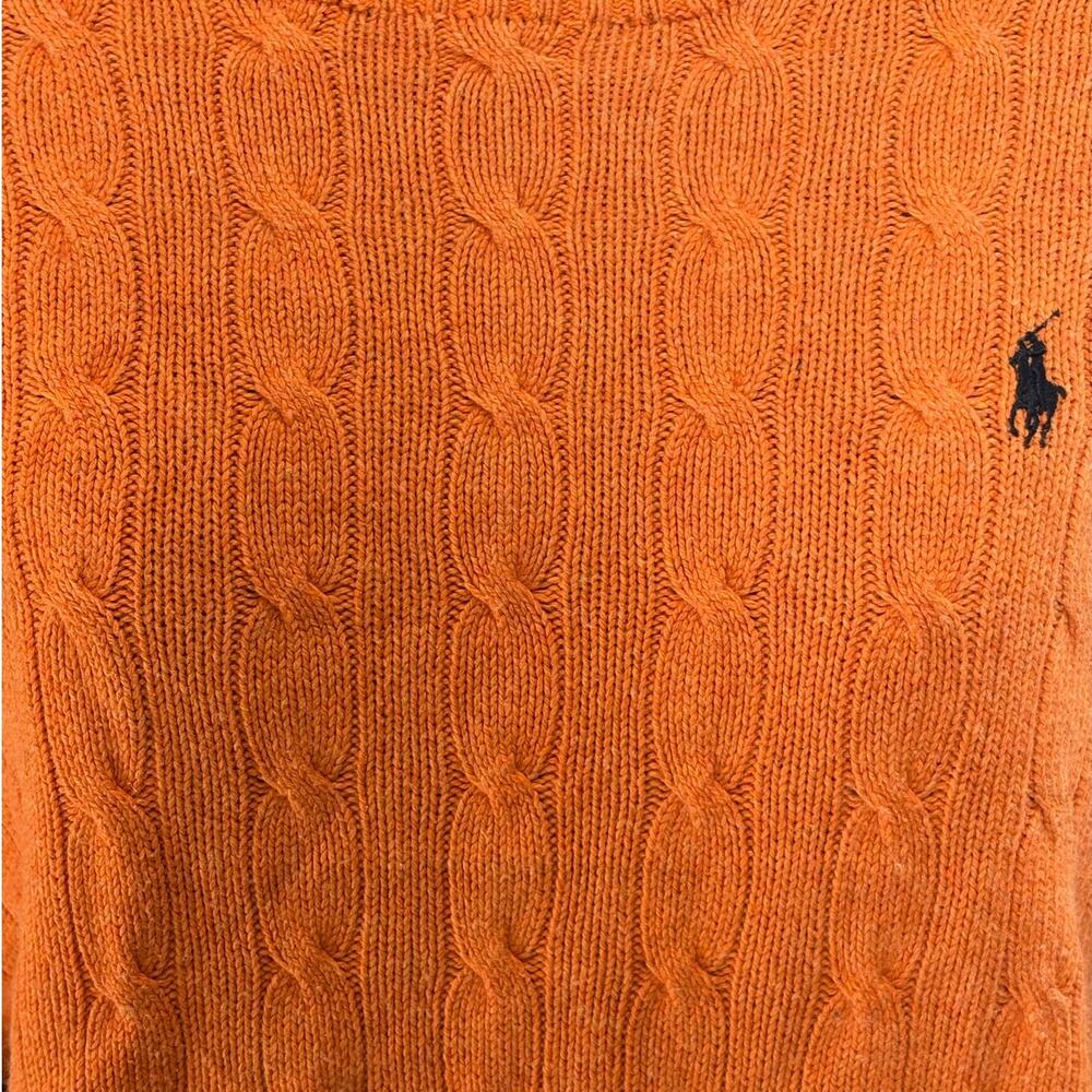 Vintage Polo Ralph Lauren 100% Silk Cable Knit Sweater Orange Sz Small - Picture 2 of 8